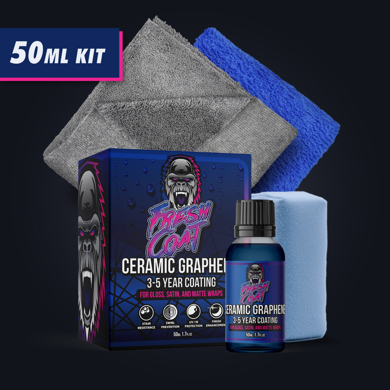 Fresh Coat - Ceramic Coating for Wraps - Vinyl and PPF, Hydrophobic and Protective Kit