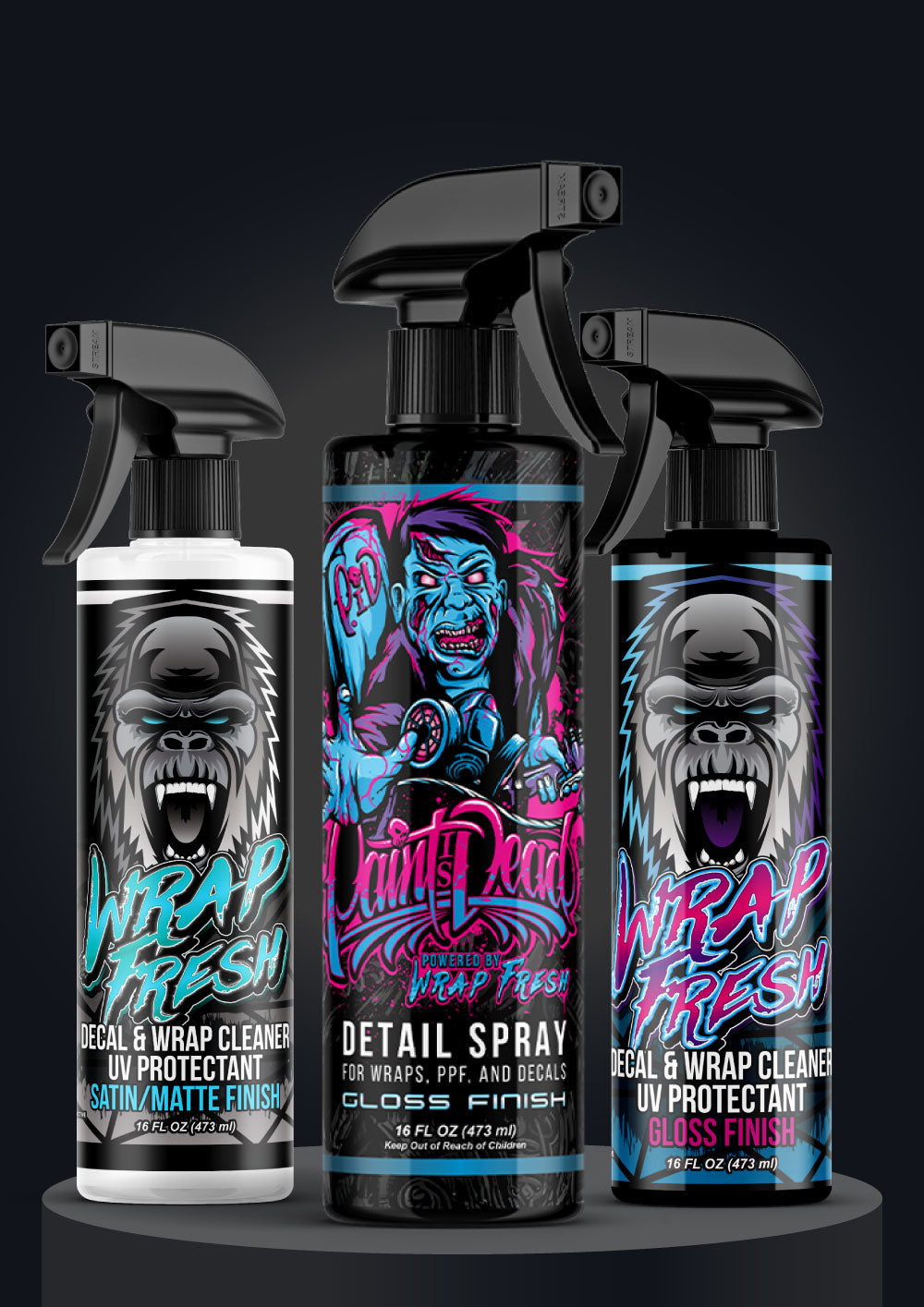 Detail spray bottles next to each other